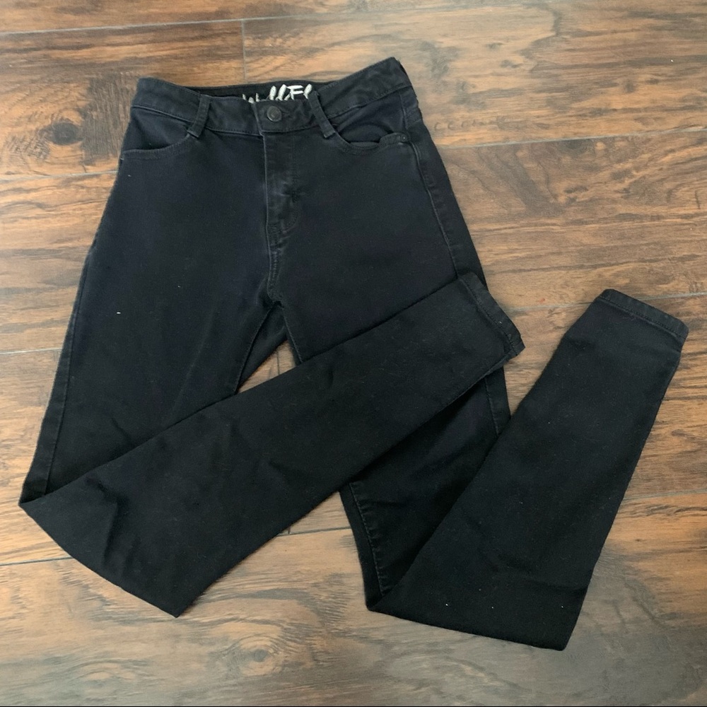 HIGH RISE BLACK WALL FLOWER SKINNY JEANS JEGGINGS